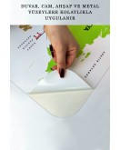 Türkçe Ülke Bayrak lı Eğitici Başkent Detaylı Atlası Dünya Haritası Duvar Sticker -60x105-3834